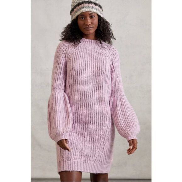 NEW Anthropologie Allison NY Melia Puff-Sleeved Tunic Mini Sweater Dress Small - Picture 1 of 5